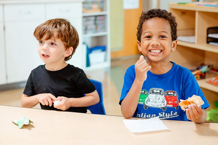 Lower school students working on a classroom activity