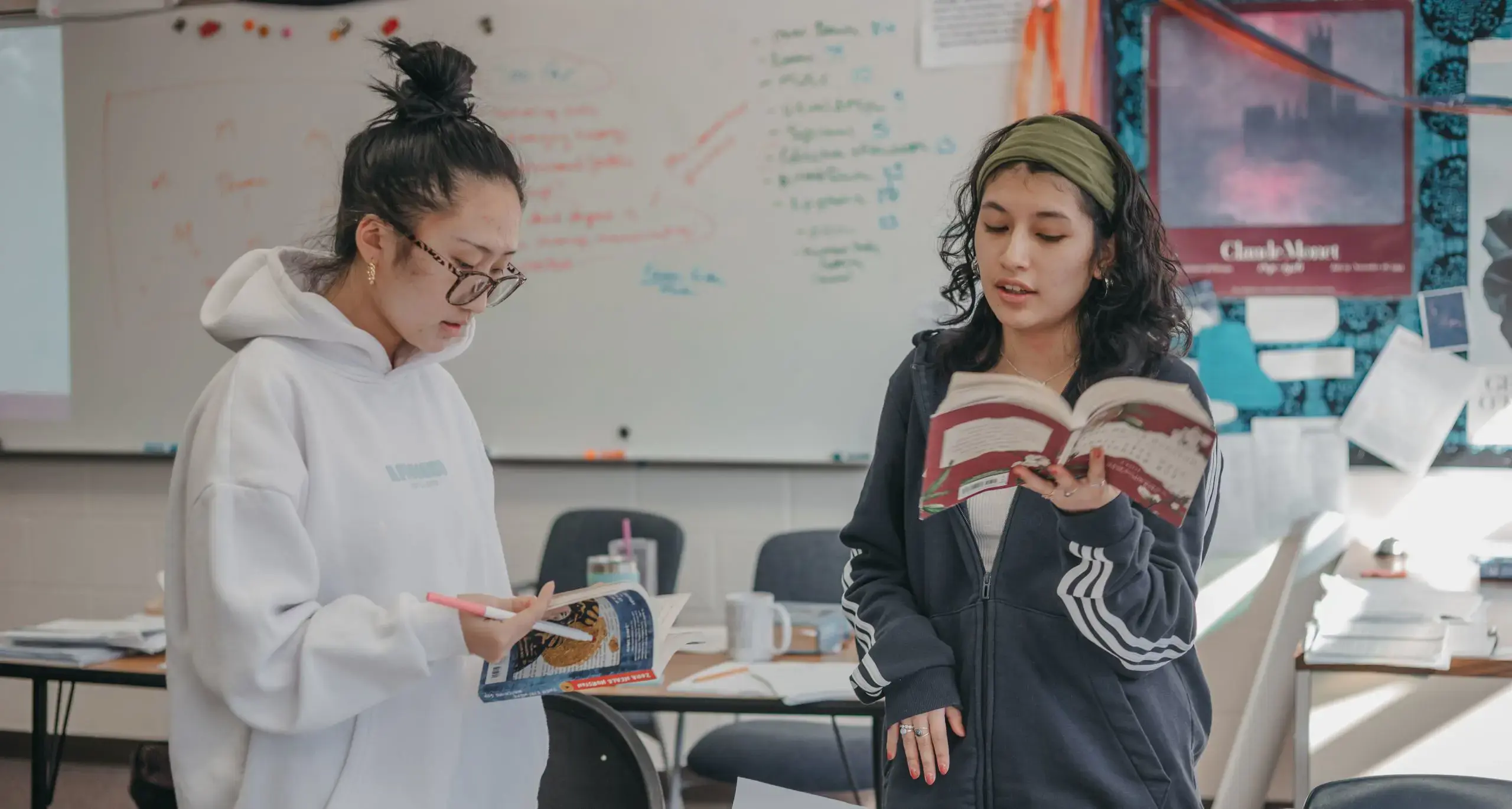 Students collaborating on a creative classroom project