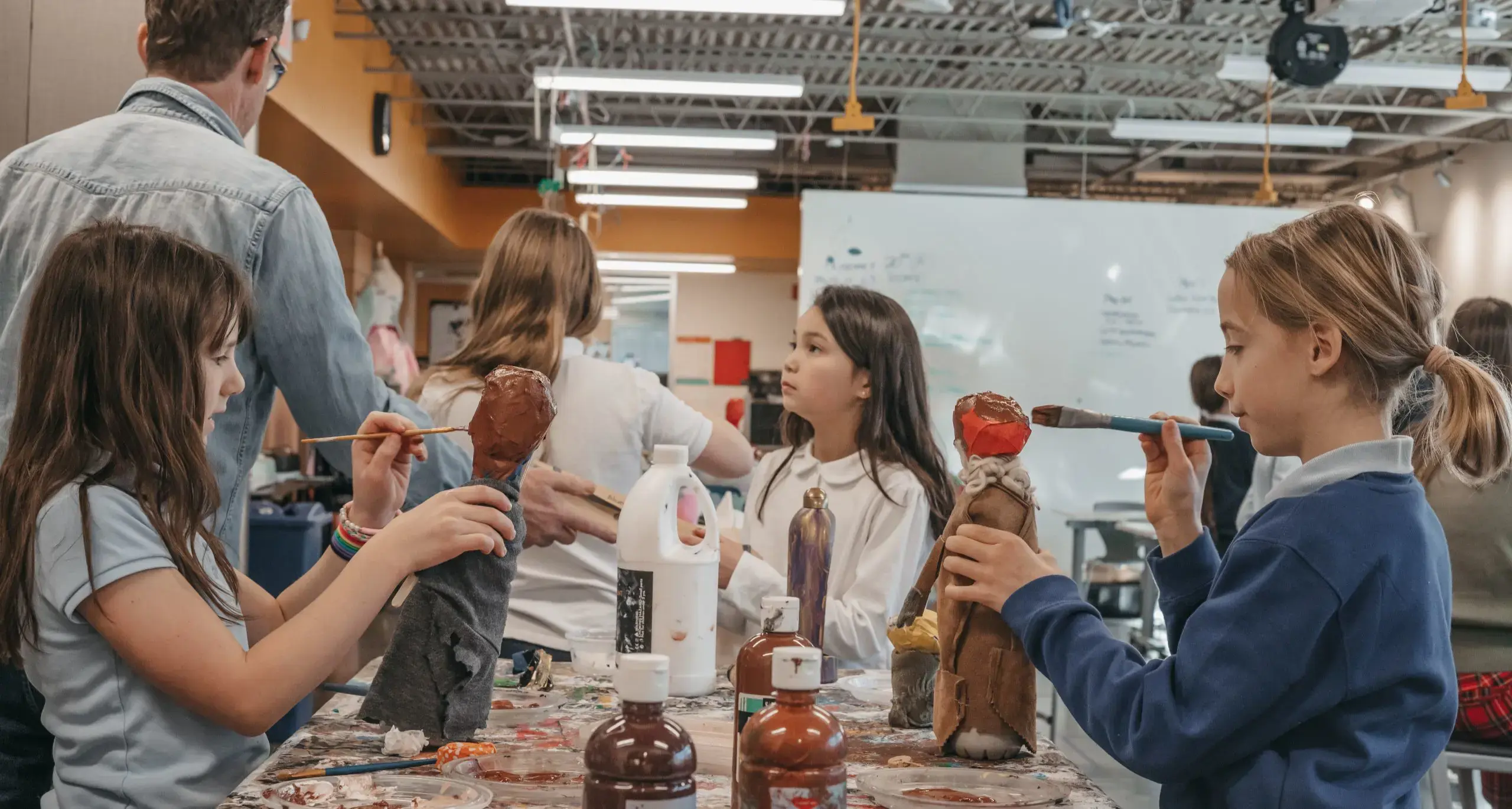 Students participating in an arts activity