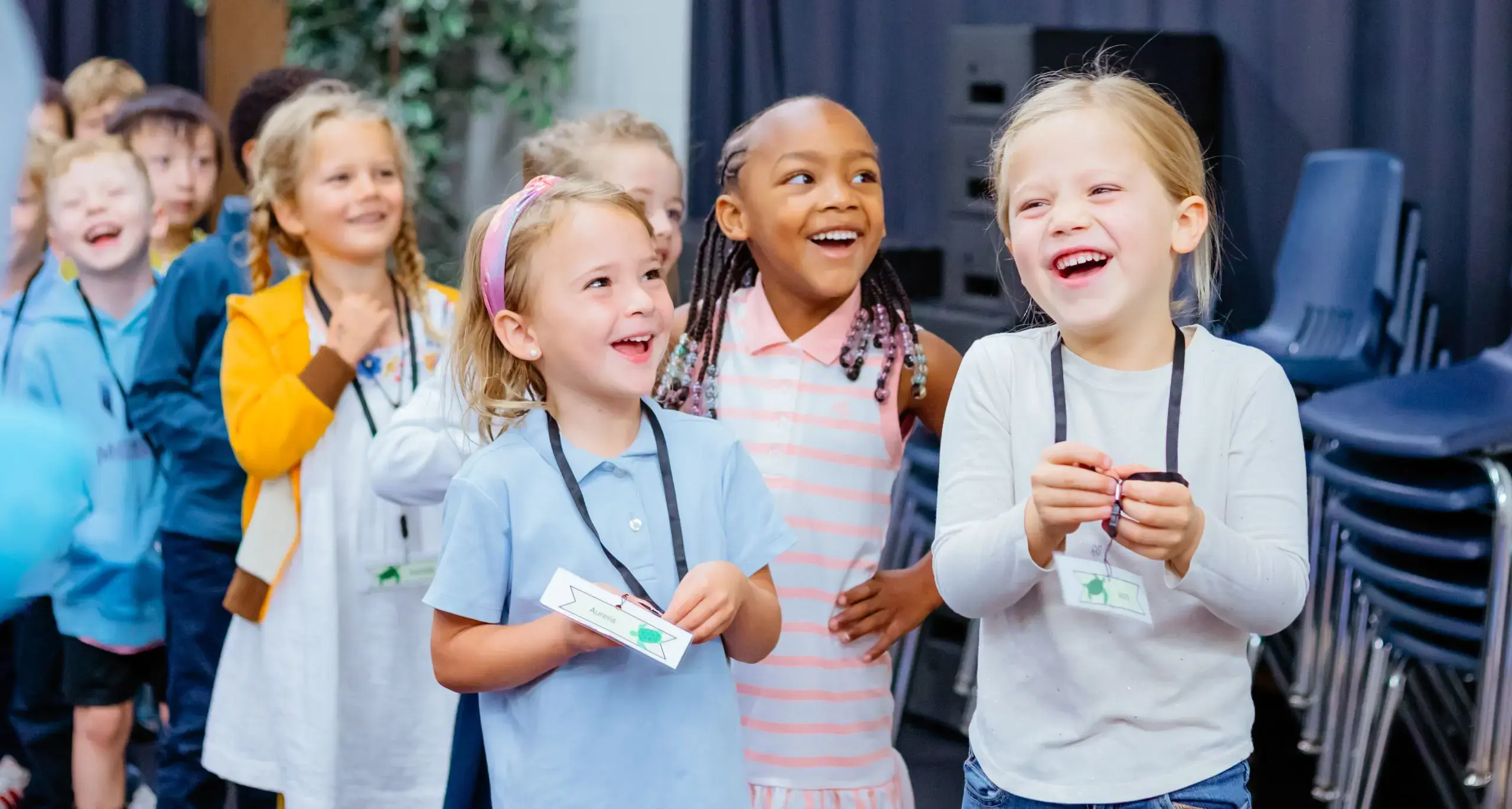 Lower school students smiling