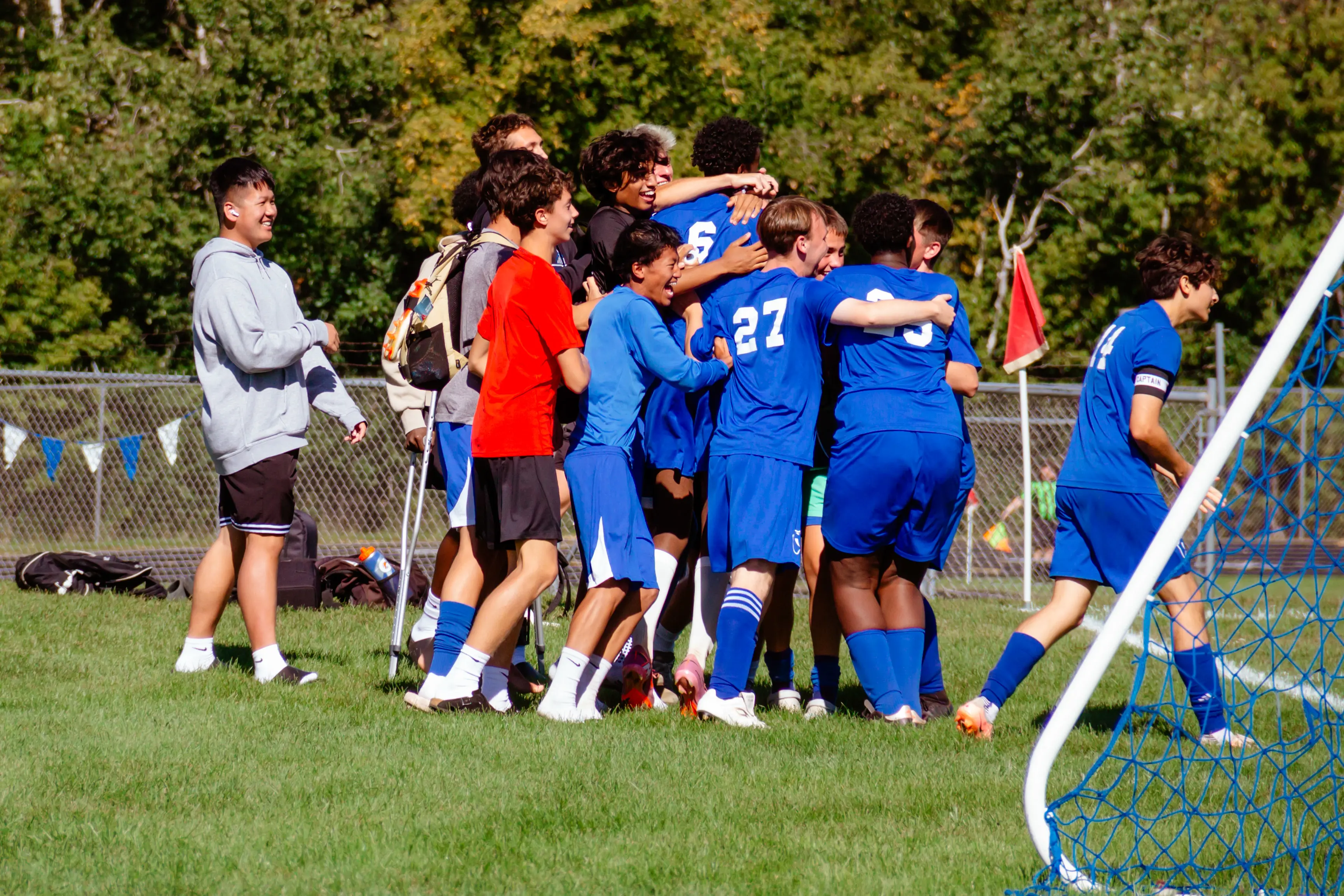 Students celebrating a gol