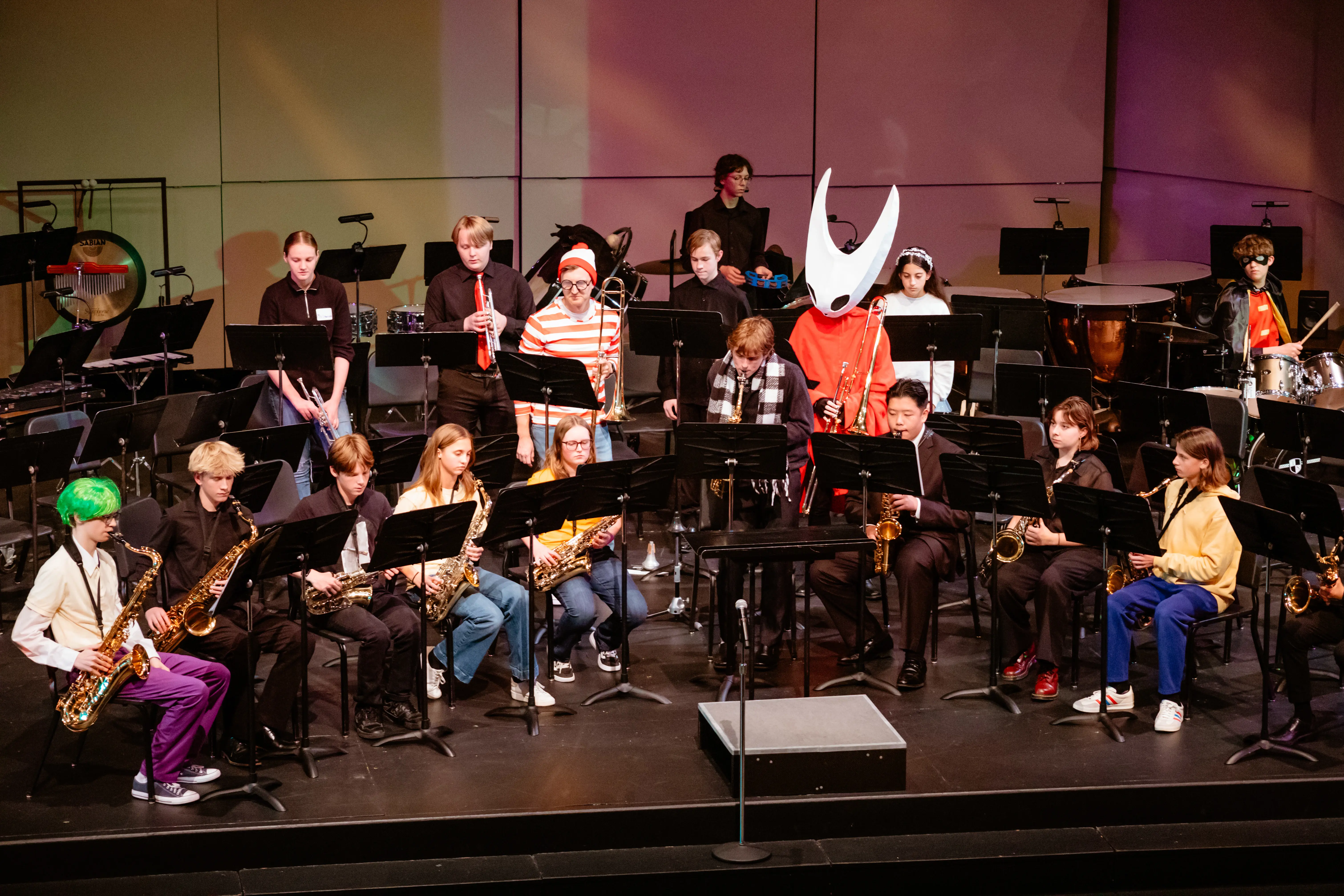 Students performing in the school jazz band