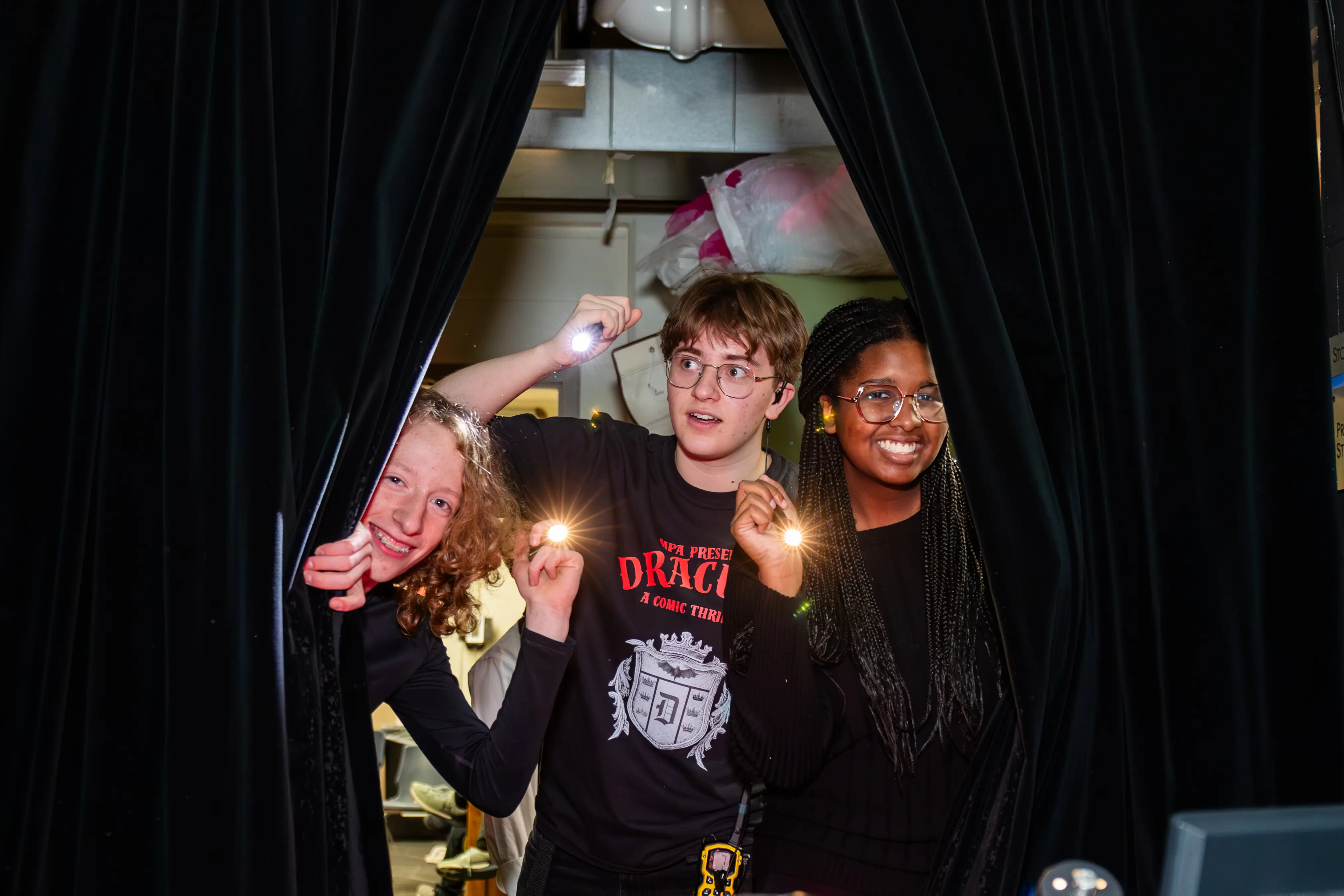 Students preparing for a theatre performance