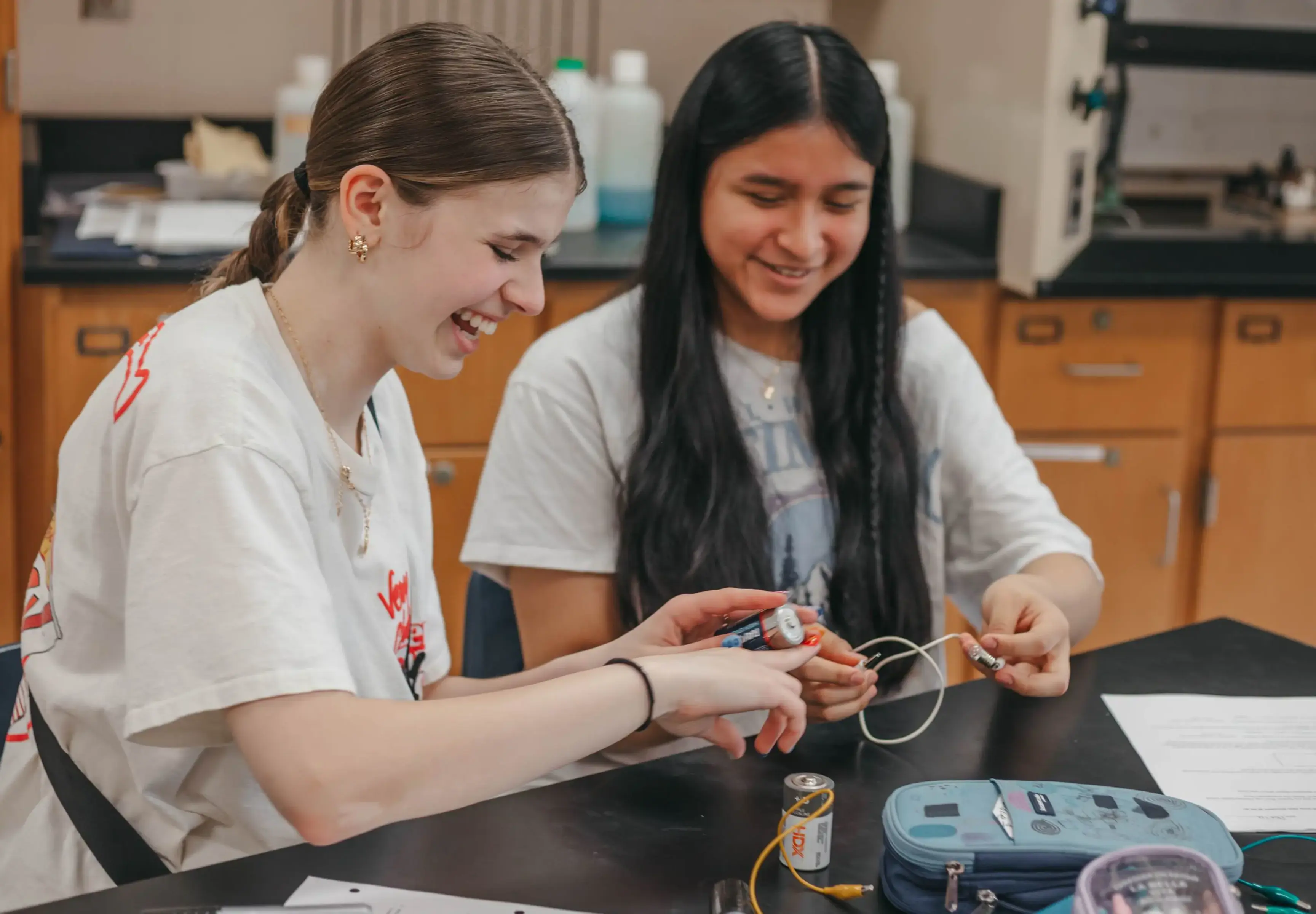 Students collaborating on a hands-on science activity.