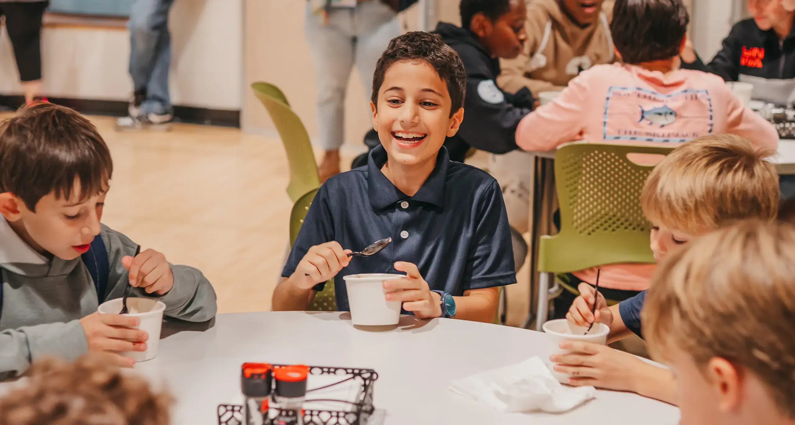 Students having lunch together