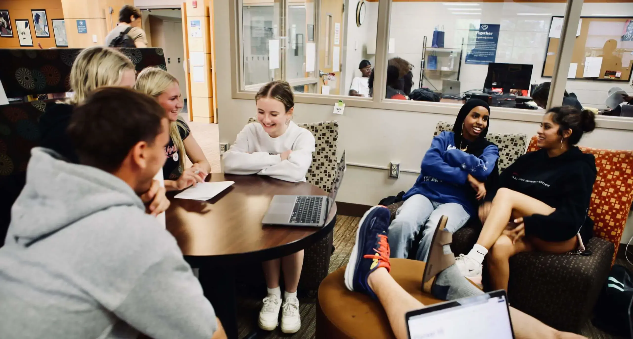 Students sitting together and having a conversation