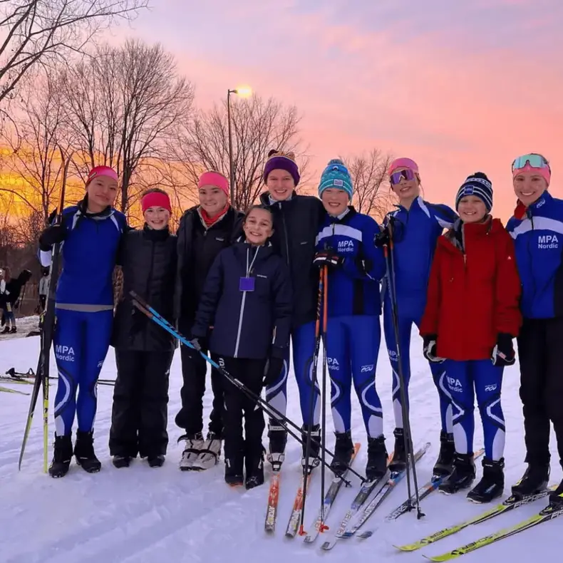 Students on a skiing trip