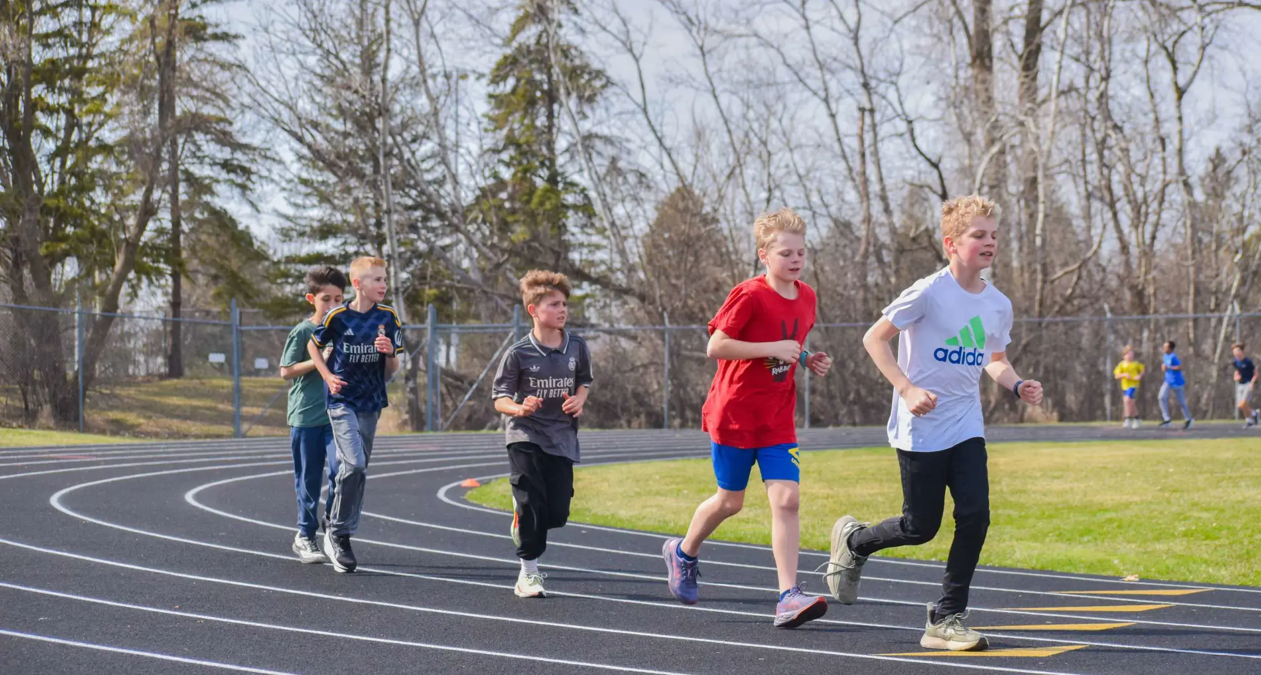 Students running during track practice