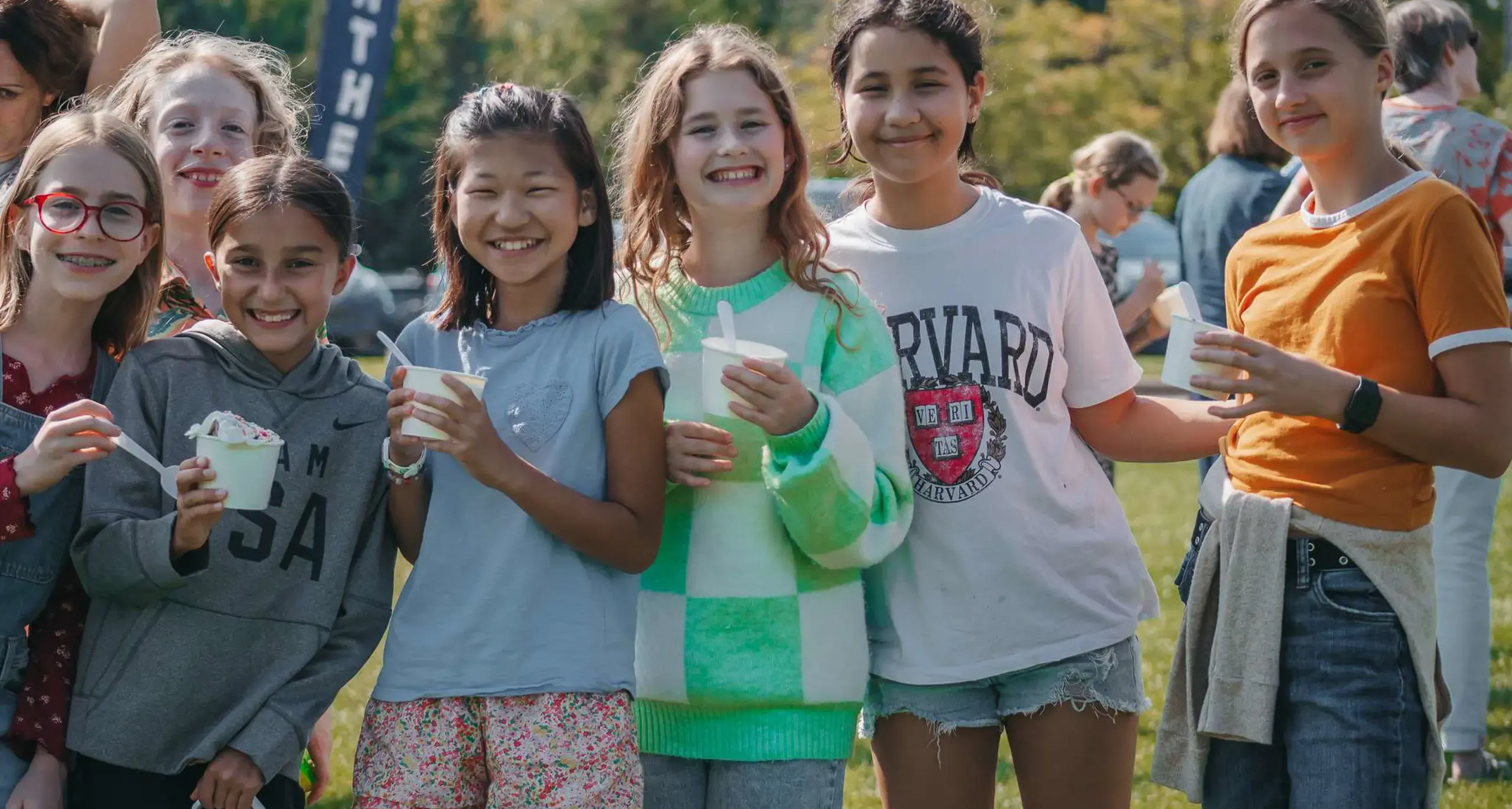 Students eating ice-cream