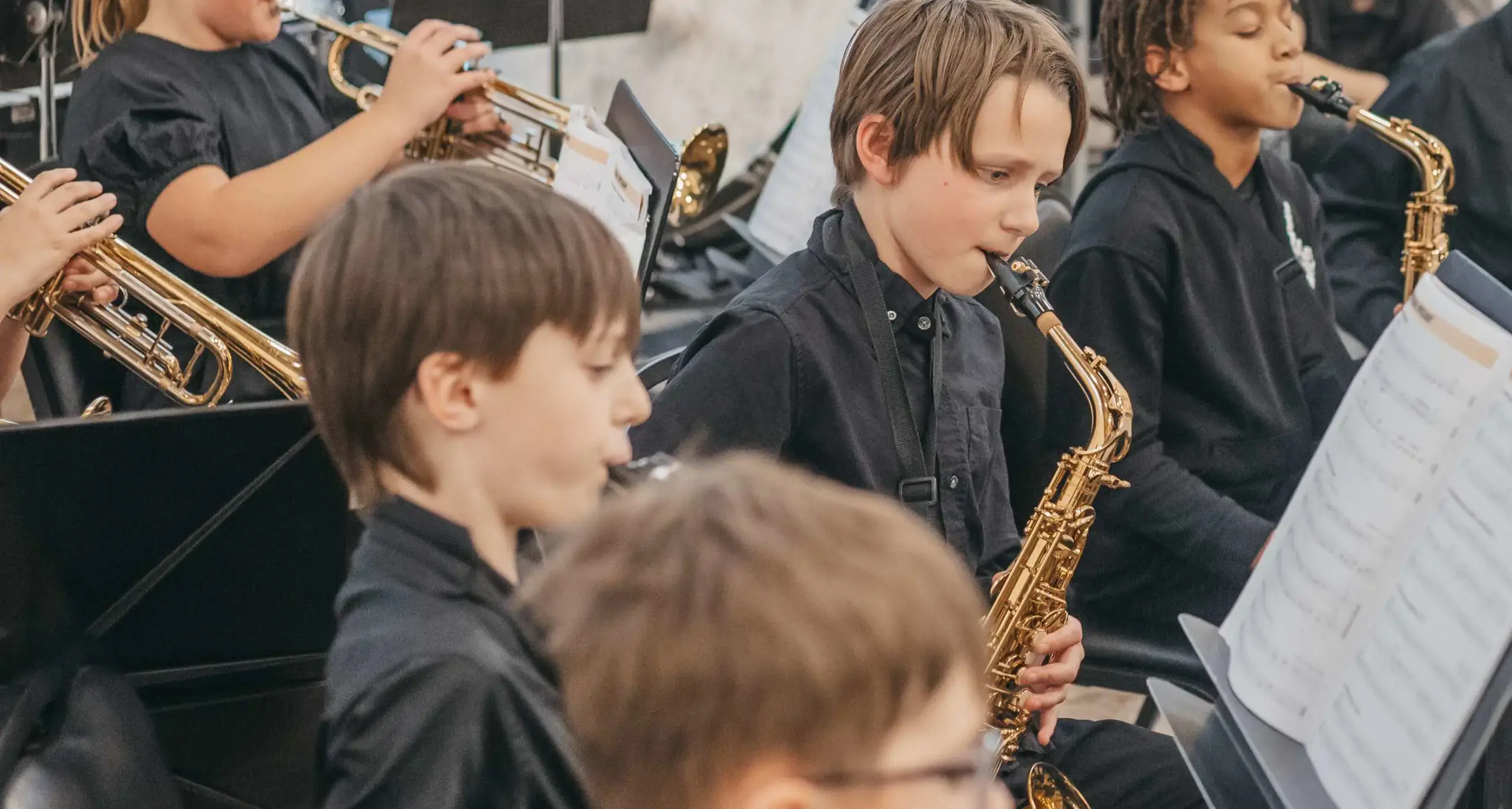 Students performing in the school band.