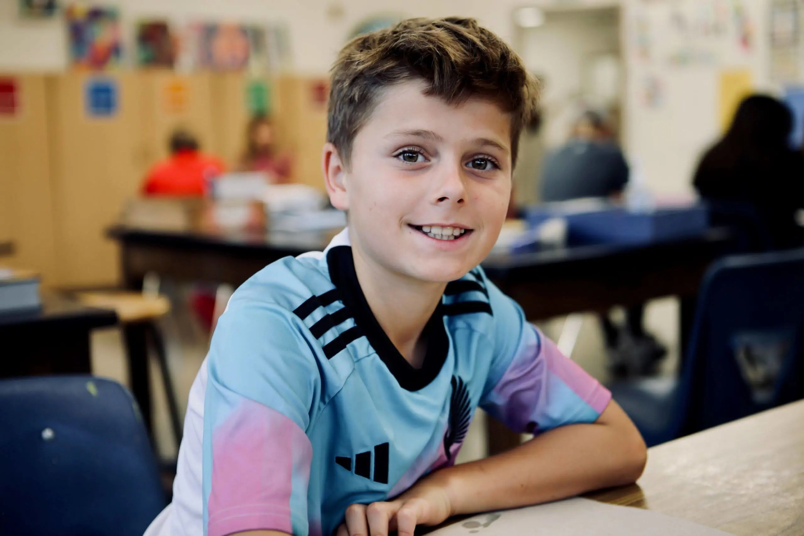 Middle school student smiling