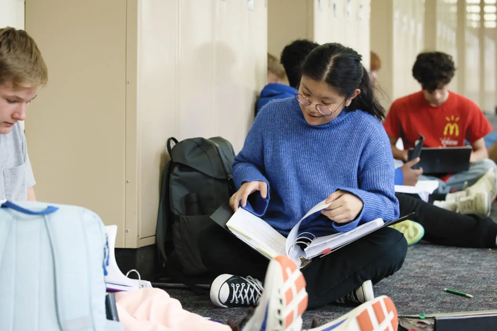 Student studying independently in a learning space