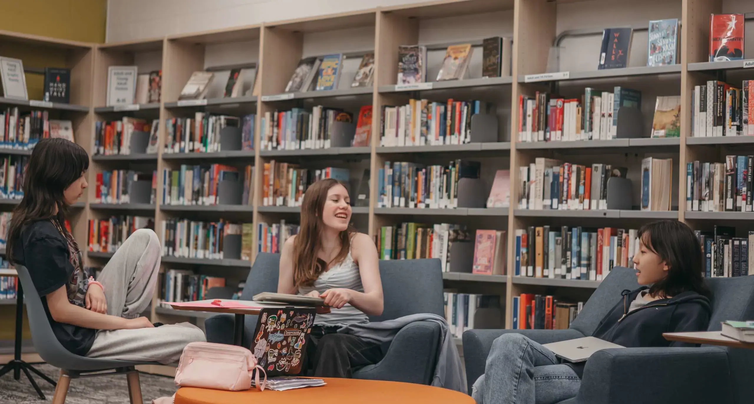 Students sitting in the school's library