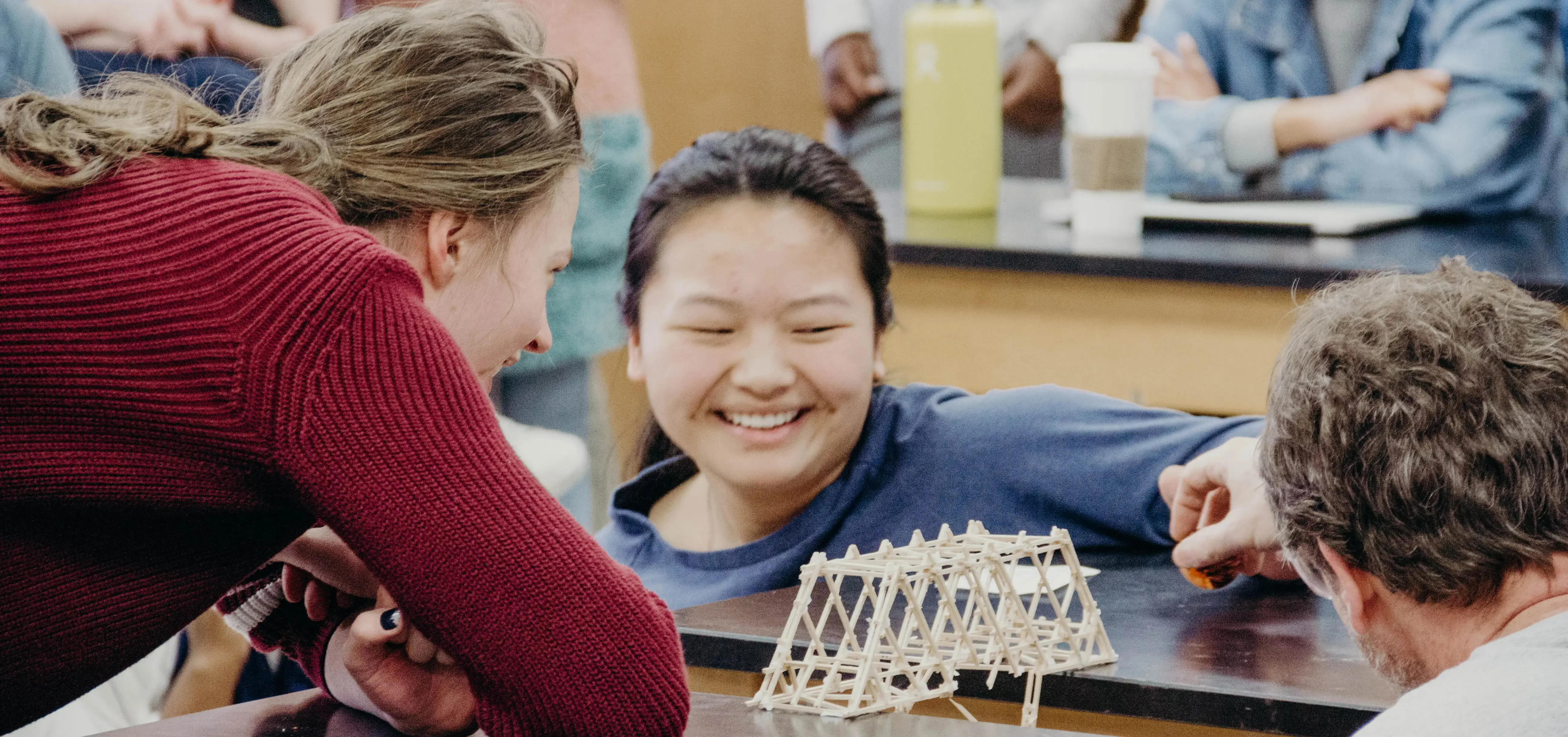 Students collaborating on an engineering challenge