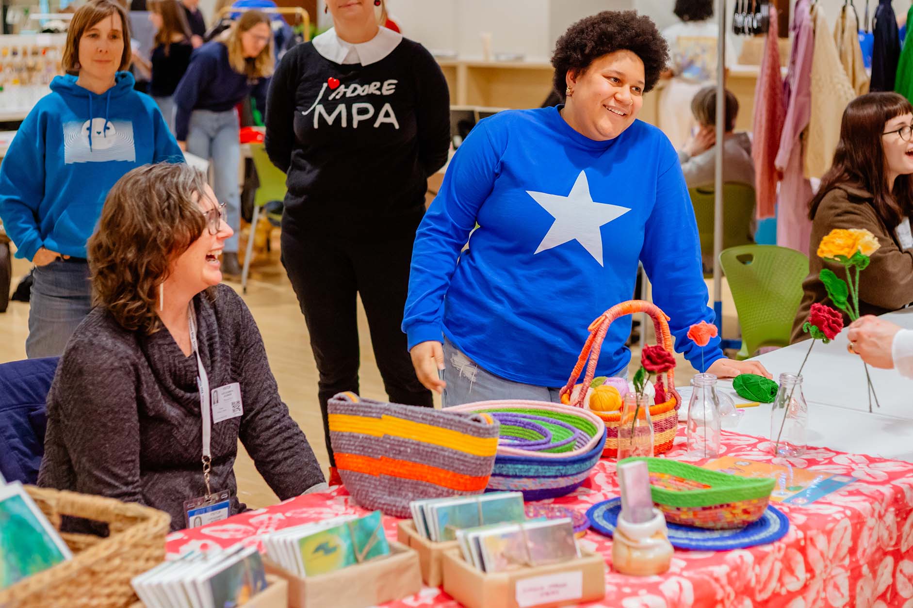 Parents attending a school fair