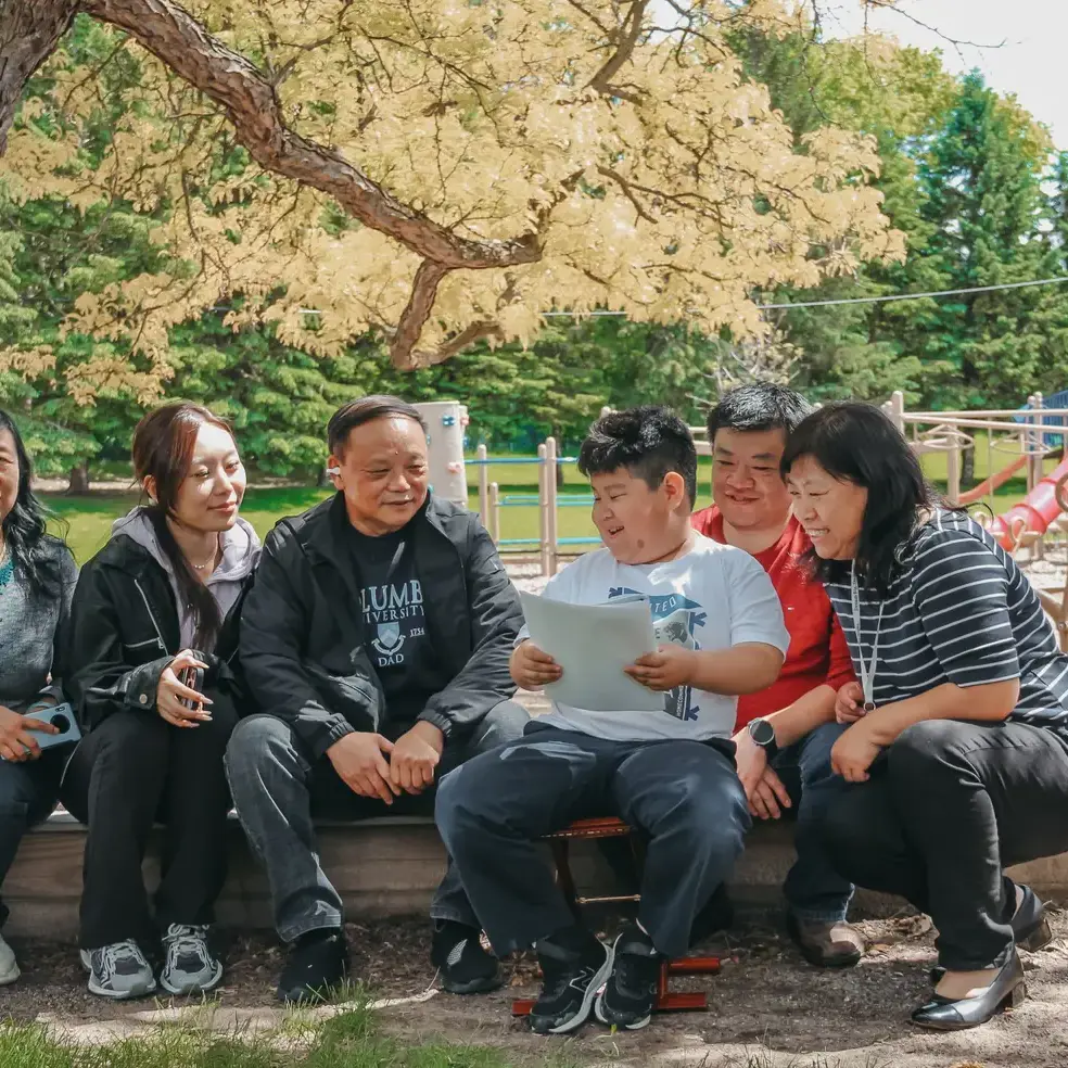 Student with His Family