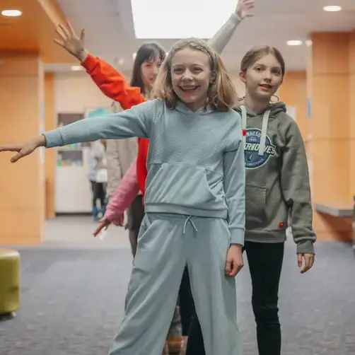 Middle school students dancing