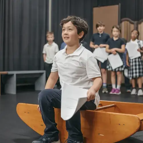 student acting in theatre class