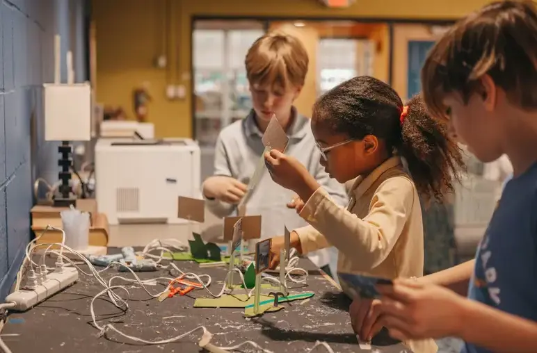 students participating in an arts and crafts activity