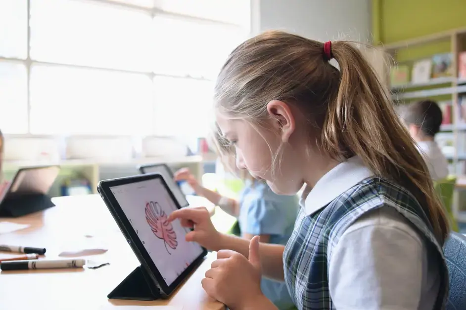 lower school student using an ipad