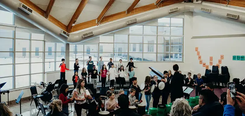 Students performing during a school concert