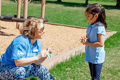 teacher having a conversation with a student