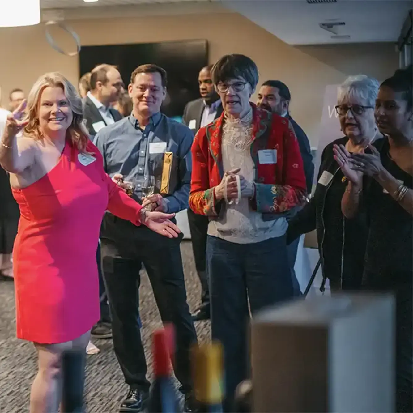 People bidding during a charity auction