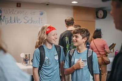Two Middle School students at Back to School Night