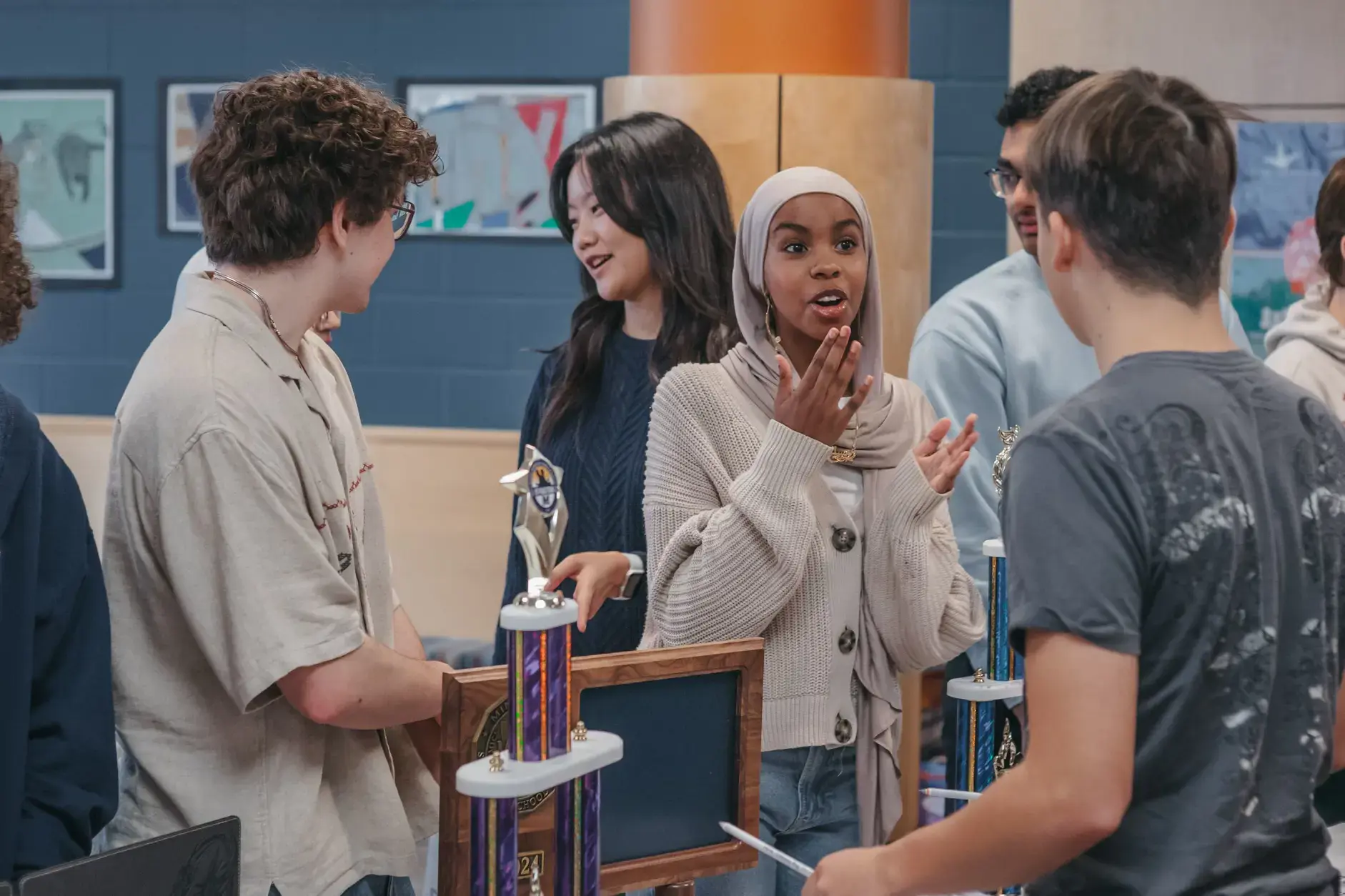 Students having a conversation