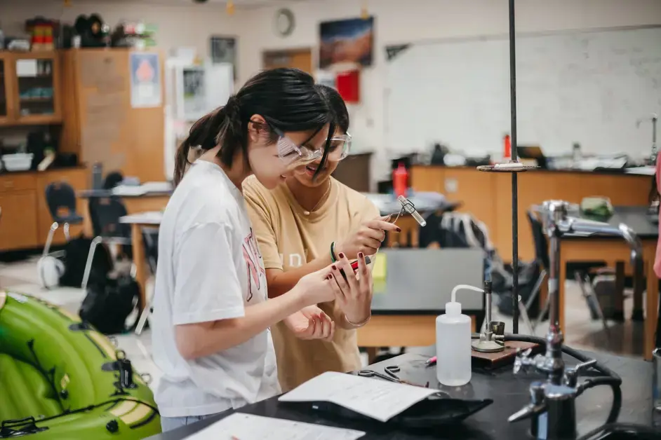 Students engaging in a science actitivy