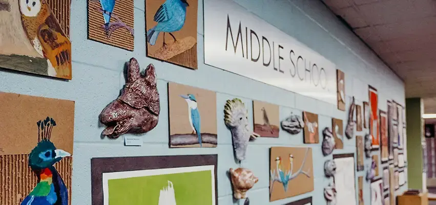 View of the school's visual arts gallery